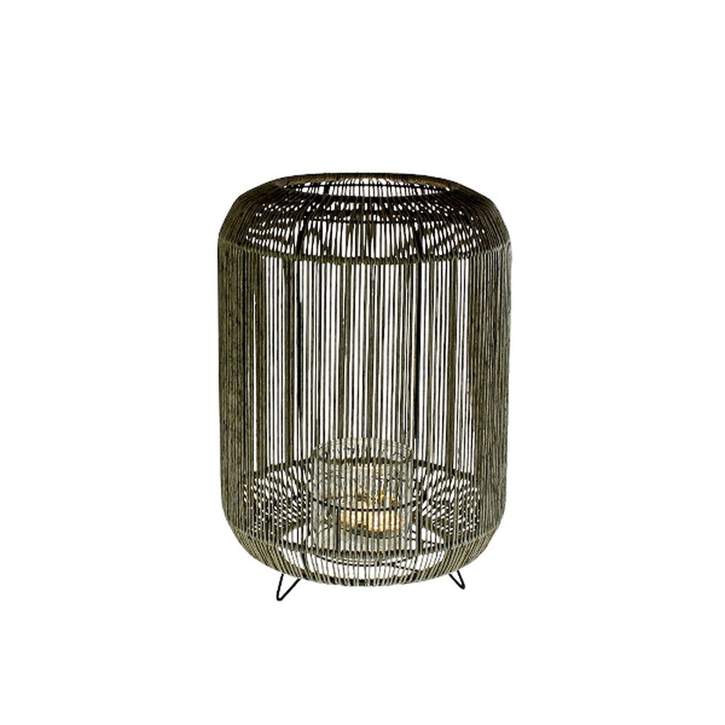 Laterne mit Glaseinsatz - grau - Kunststoff - 30x38 cm - Polyethylen+Metall - Glaseinsatz: 10x10 cm