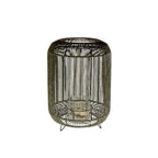 Laterne mit Glaseinsatz - grau - Kunststoff - 30x38 cm - Polyethylen+Metall - Glaseinsatz: 10x10 cm