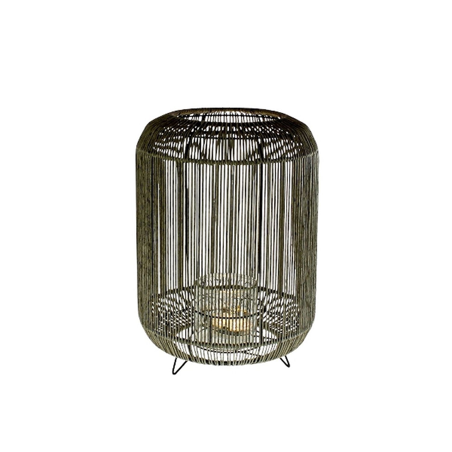 Laterne mit Glaseinsatz - grau - Kunststoff - 30x38 cm - Polyethylen+Metall - Glaseinsatz: 10x10 cm