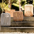 Laterne mit Glaseinsatz - grau - Kunststoff - 30x38 cm - Polyethylen+Metall - Glaseinsatz: 10x10 cm