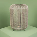 Laterne mit Glaseinsatz - grau - Kunststoff - 30x38 cm - Polyethylen+Metall - Glaseinsatz: 10x10 cm