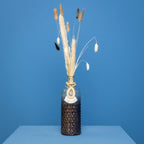 Dekoflasche mit Änhänger - transparent/grau - Glas - 8,5x25,5 cm