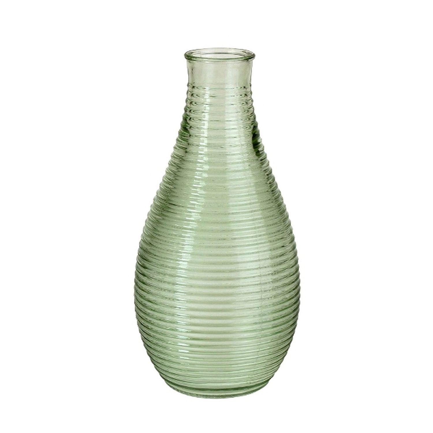 Vase - gerillt - grün - eingefärbtes Glas - 11,5x24 cm