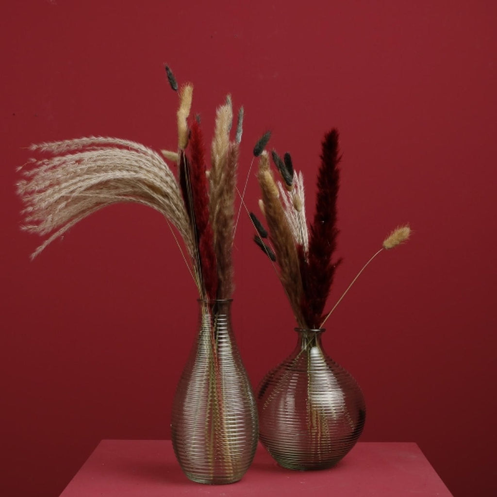 Vase - gerillt - grün - eingefärbtes Glas - 11,5x24 cm