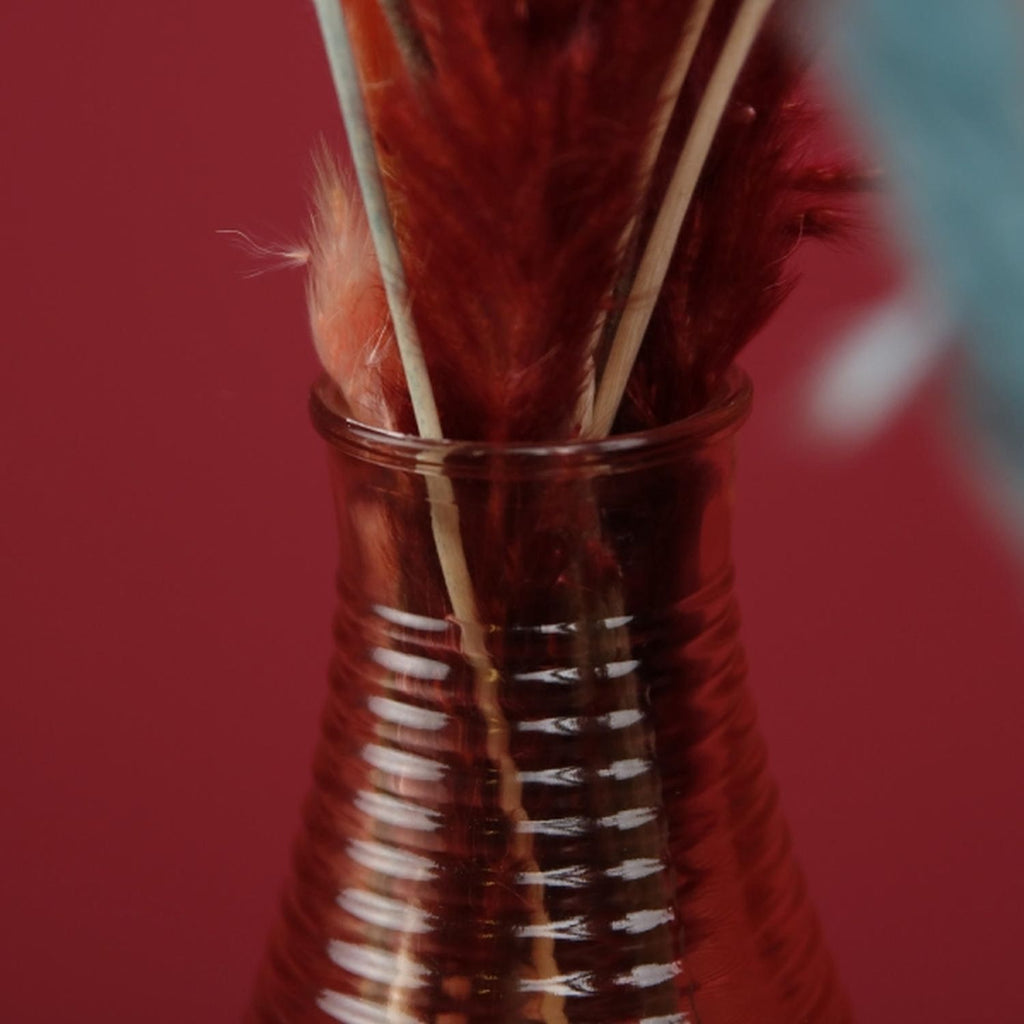 Vase - gerillt - rosa - eingefärbtes Glas - 11,5x24 cm