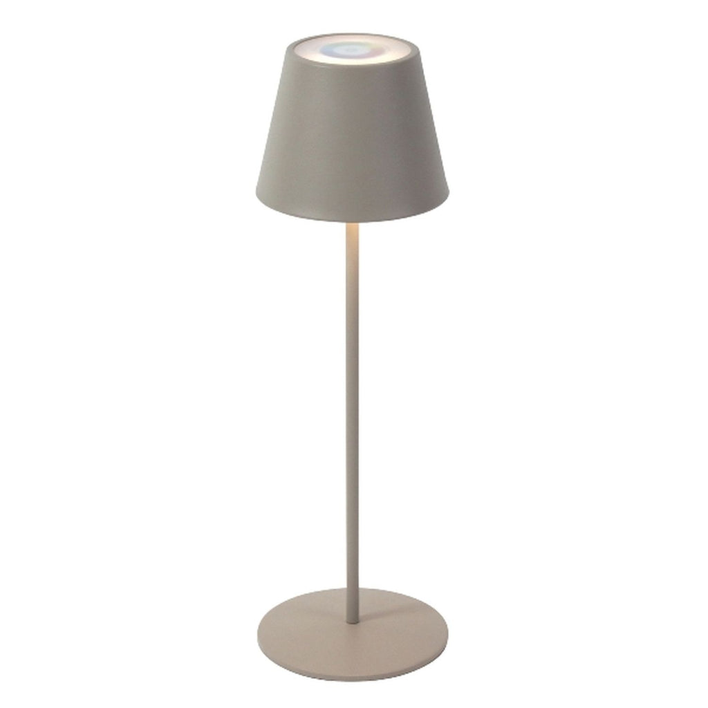 LED Tischleuchte Lys - taupe - LED/Metall - 12x38 cm - IP44 - max. 3,6 W - 3,7 V - 4000 mAh - Li-Ion Akku - m. Farbwechsel- und Dimmfunktion per Touhsensor - 1 m USB-Ladekabel inkl. - Leuchtdauer: max. 8h bei voller Akkuladung