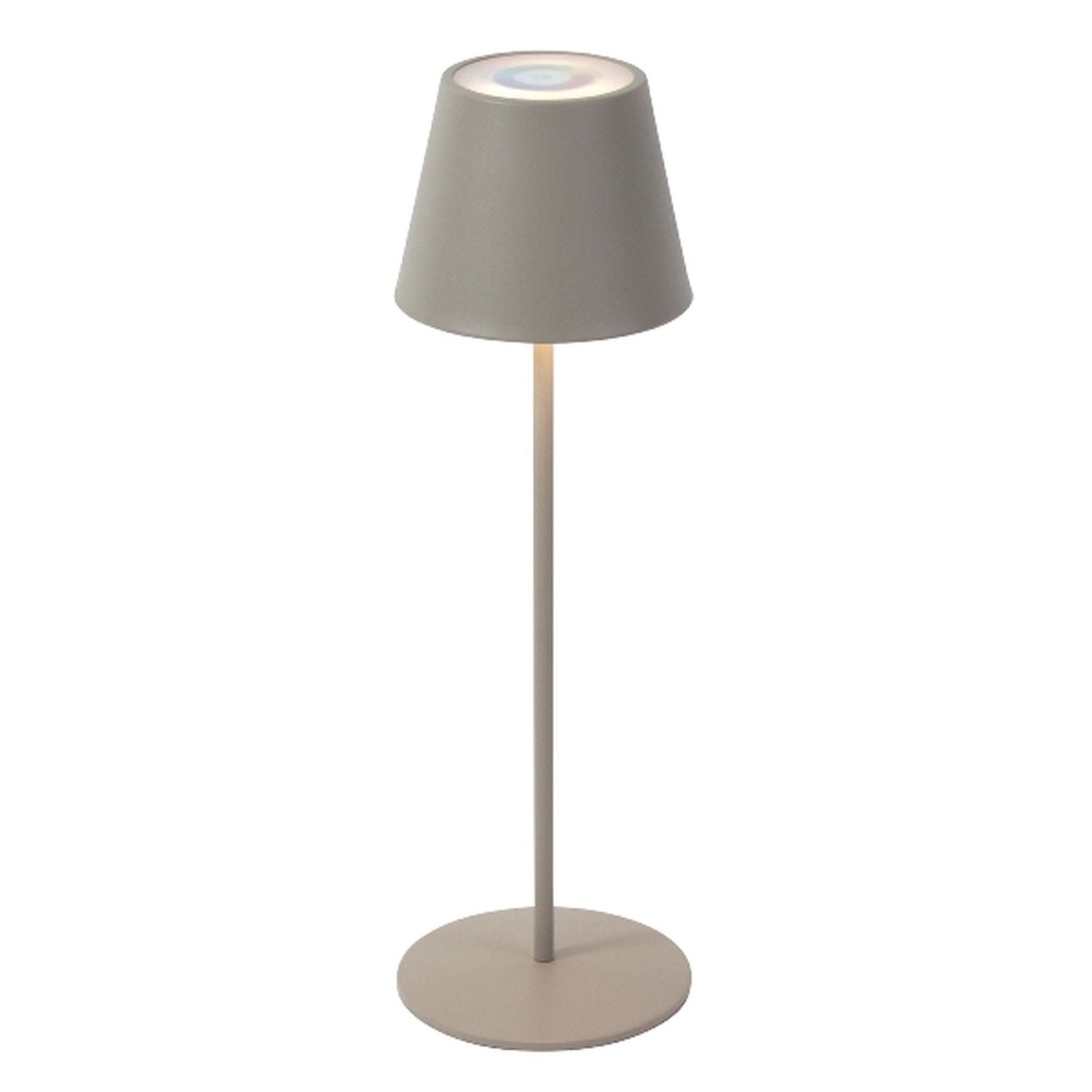 LED Tischleuchte Lys - taupe - LED/Metall - 12x38 cm - IP44 - max. 3,6 W - 3,7 V - 4000 mAh - Li-Ion Akku - m. Farbwechsel- und Dimmfunktion per Touhsensor - 1 m USB-Ladekabel inkl. - Leuchtdauer: max. 8h bei voller Akkuladung