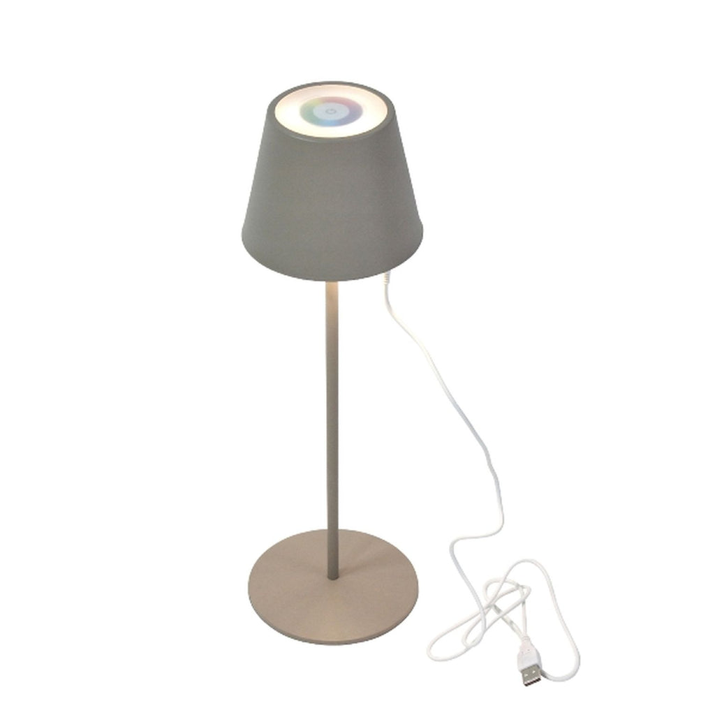 LED Tischleuchte Lys - taupe - LED/Metall - 12x38 cm - IP44 - max. 3,6 W - 3,7 V - 4000 mAh - Li-Ion Akku - m. Farbwechsel- und Dimmfunktion per Touhsensor - 1 m USB-Ladekabel inkl. - Leuchtdauer: max. 8h bei voller Akkuladung