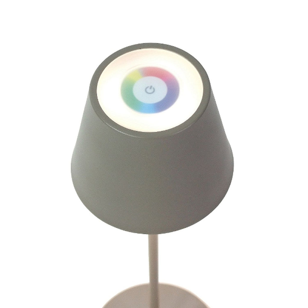 LED Tischleuchte Lys - taupe - LED/Metall - 12x38 cm - IP44 - max. 3,6 W - 3,7 V - 4000 mAh - Li-Ion Akku - m. Farbwechsel- und Dimmfunktion per Touhsensor - 1 m USB-Ladekabel inkl. - Leuchtdauer: max. 8h bei voller Akkuladung