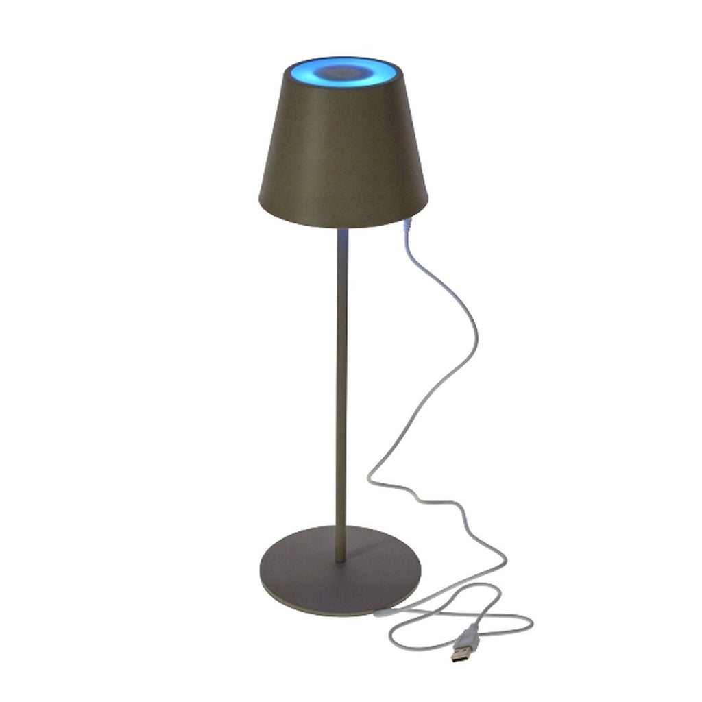 LED Tischleuchte Lys - schwarz - LED/Metall - 12x38 cm - IP44 - max. 3,6 W - 3,7 V - 4000 mAh - Li-Ion Akku - m. Farbwechsel- und Dimmfunktion per Touchsensor - 1 m USB-Ladekabel inkl. - Leuchtdauer: max. 8h bei voller Akkuladung