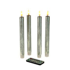 Set 4-teilig - LED Stabkerze - Echtwachs/Kunststoff/LED - H. 24.5 cm - m. Fernbedienung