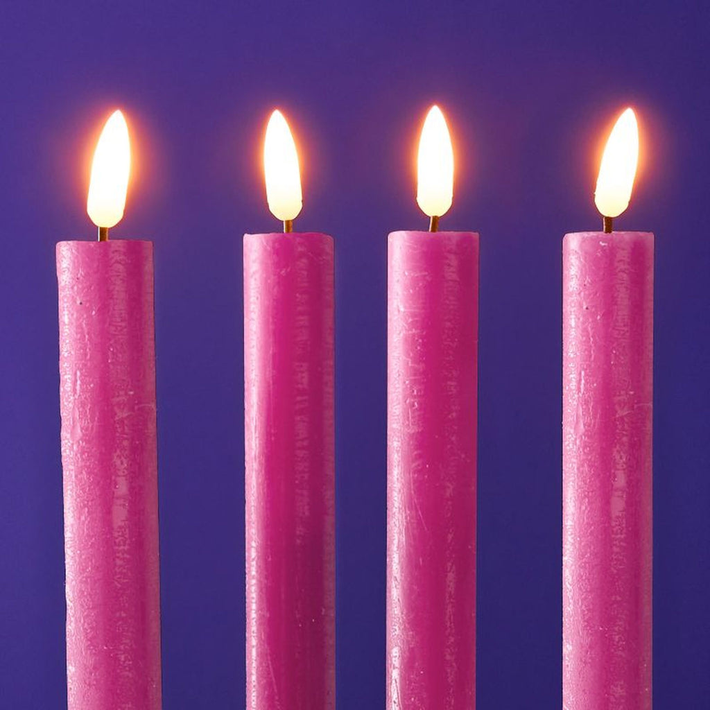 Set 4-teilig - LED Stabkerze - Echtwachs/Kunststoff/LED - H. 24.5 cm - m. Fernbedienung