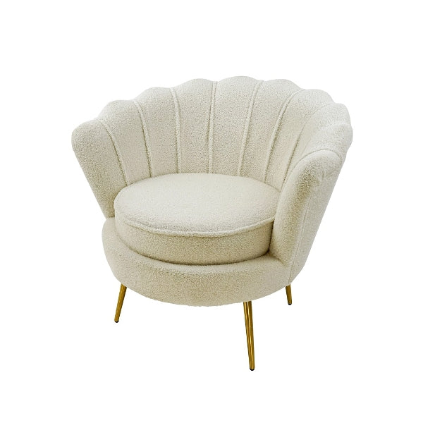 Sessel Audrey, weiß Boucle/Metall/Holz, 82x76x75 cm