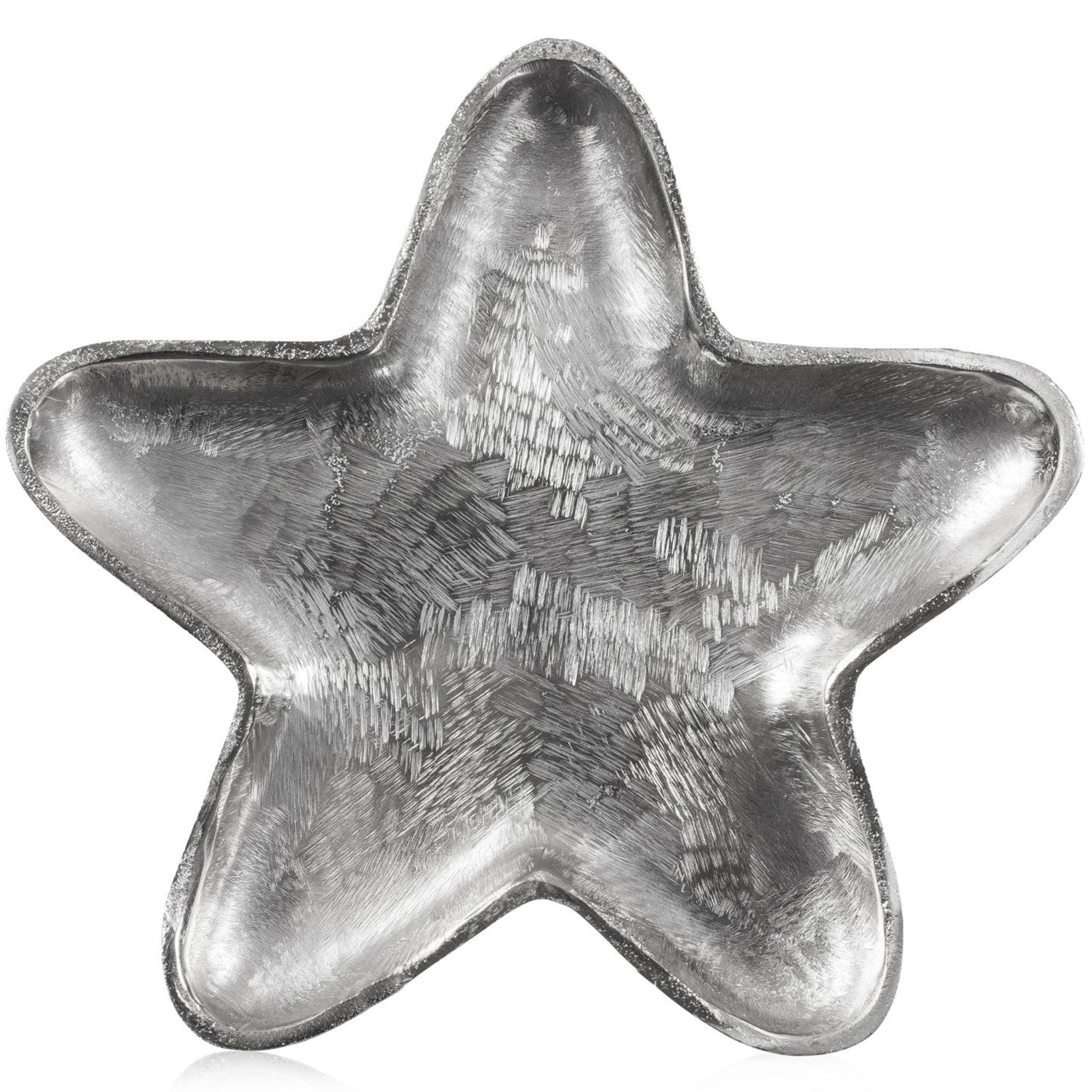 RUSTIC METAL aluminium star plate medium - silber - 26x26x2cm - Metall