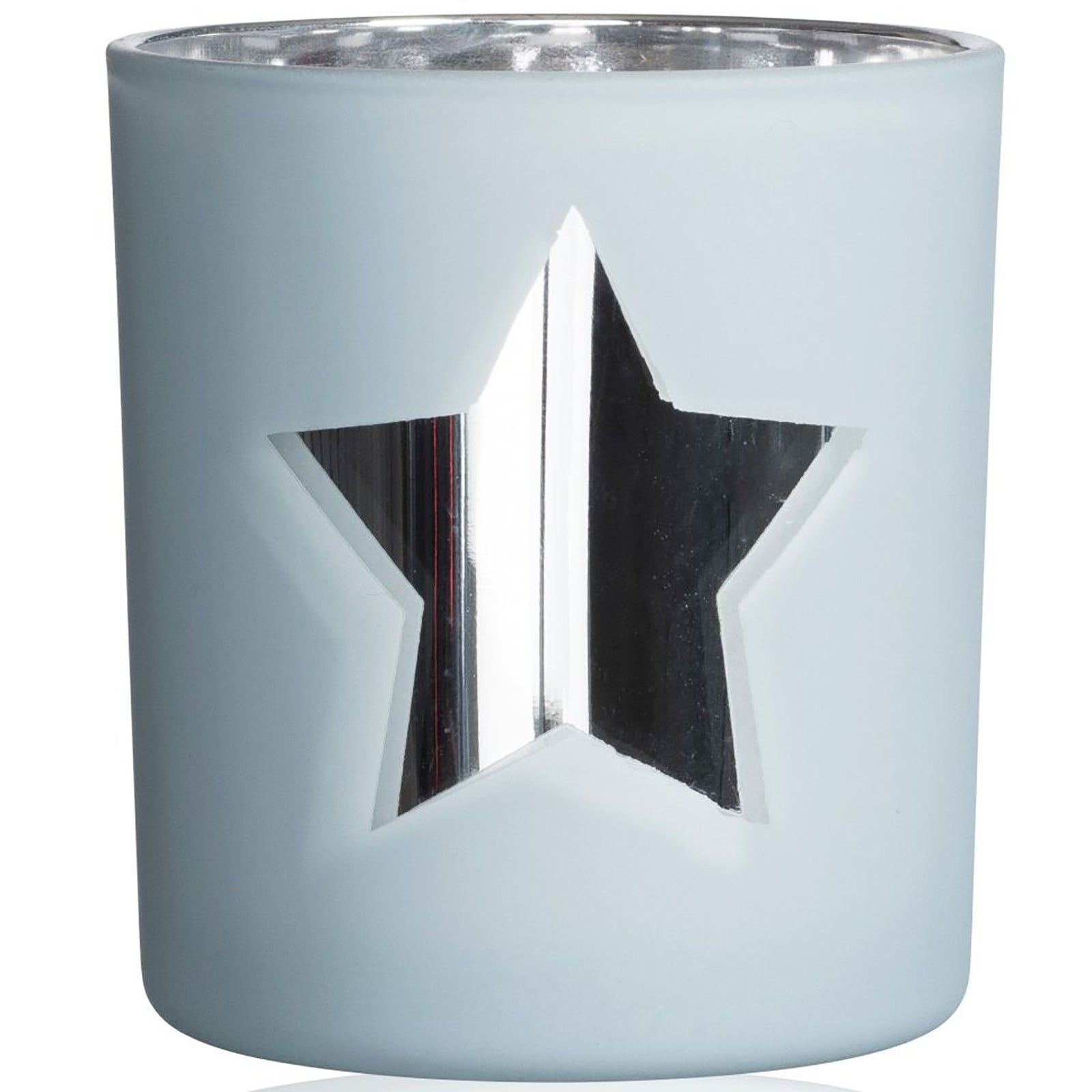 STAR mirror glass tealight holder - grau - 15x15x8cm - Glas