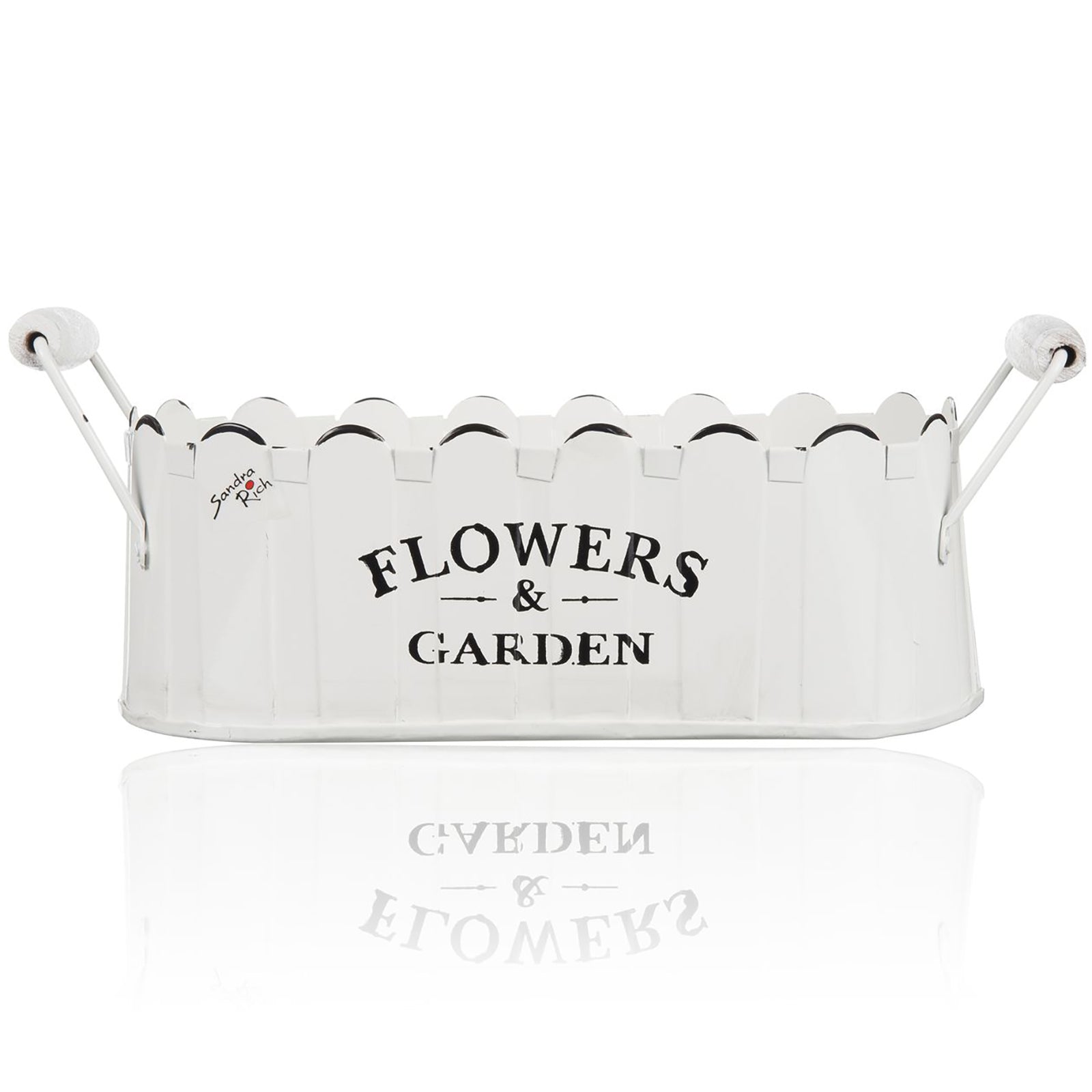 FLOWERS & GARDEN metal jardinière with handles - weiß - 14x26x10cm - Metall