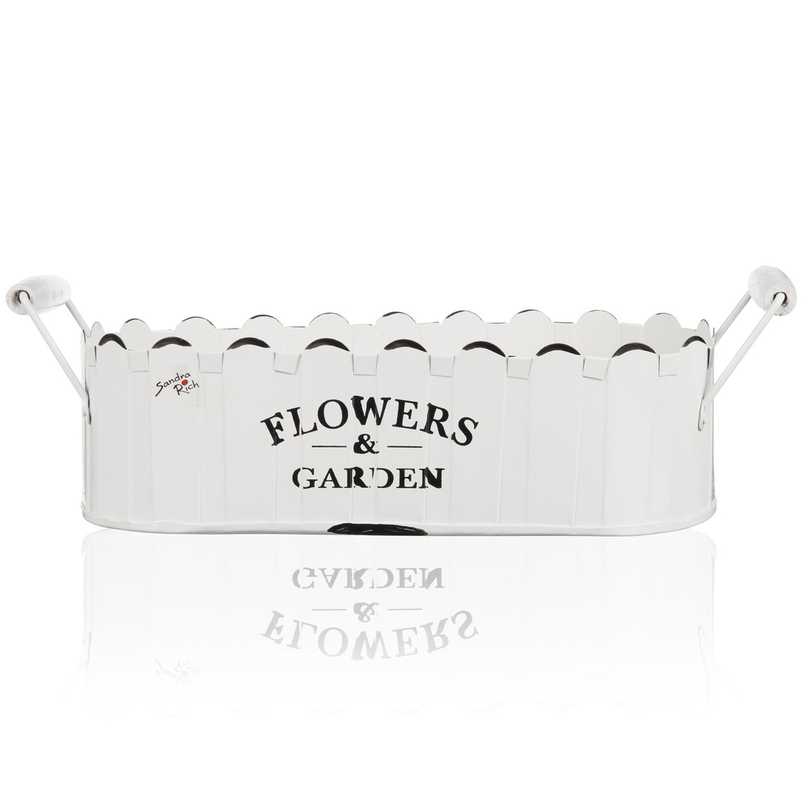 FLOWERS & GARDEN metal jardinière with handles - weiß - 15x32x10cm - Metall