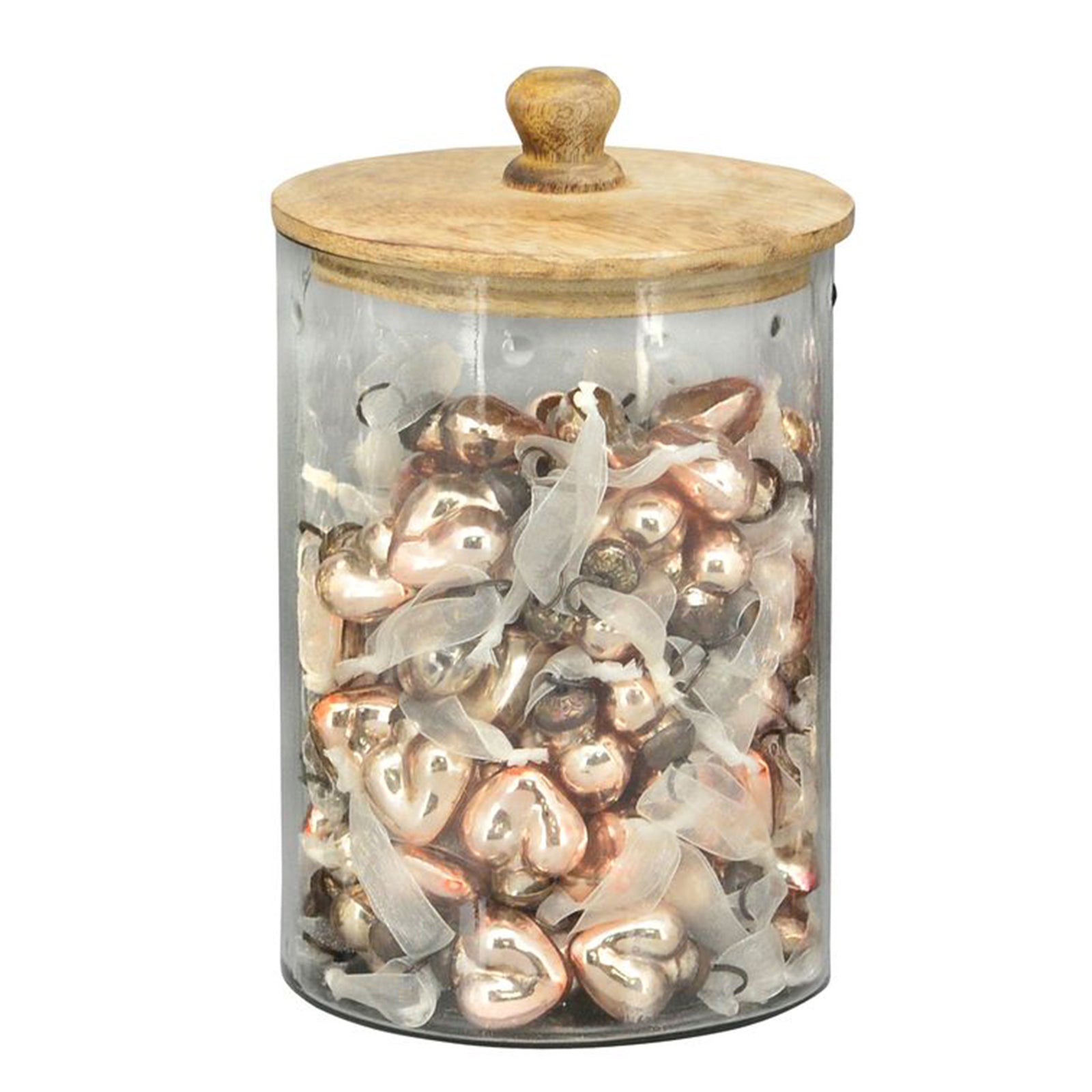 Glas mit HerzHängern Dost - 96 tlg. - gold/champagner - 25x15x15 cm