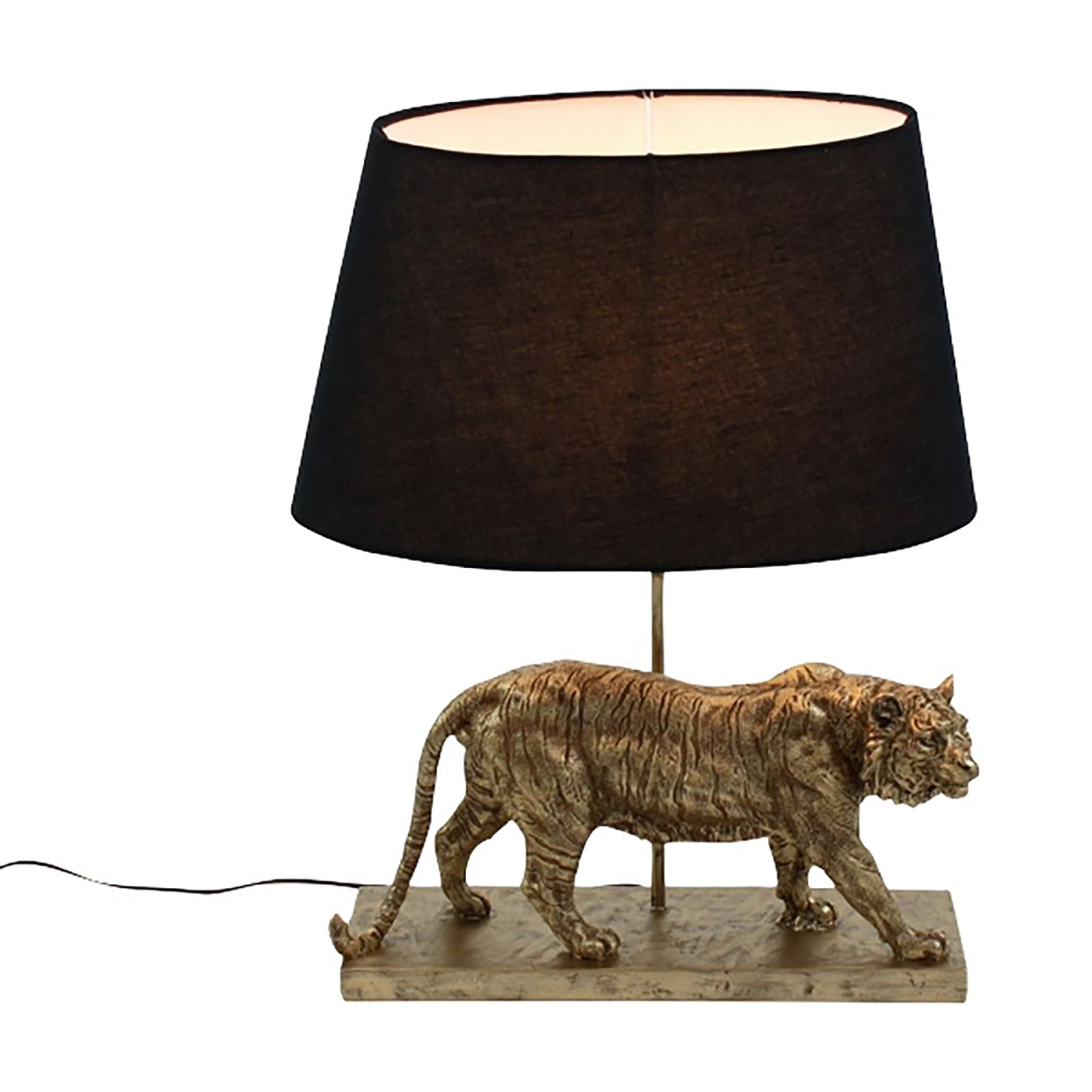 Lampe de table Tigre, or/noir, polyrésine, 44,5 x 26 x 58 cm, douille : E27, longueur du câble : 1,5 m