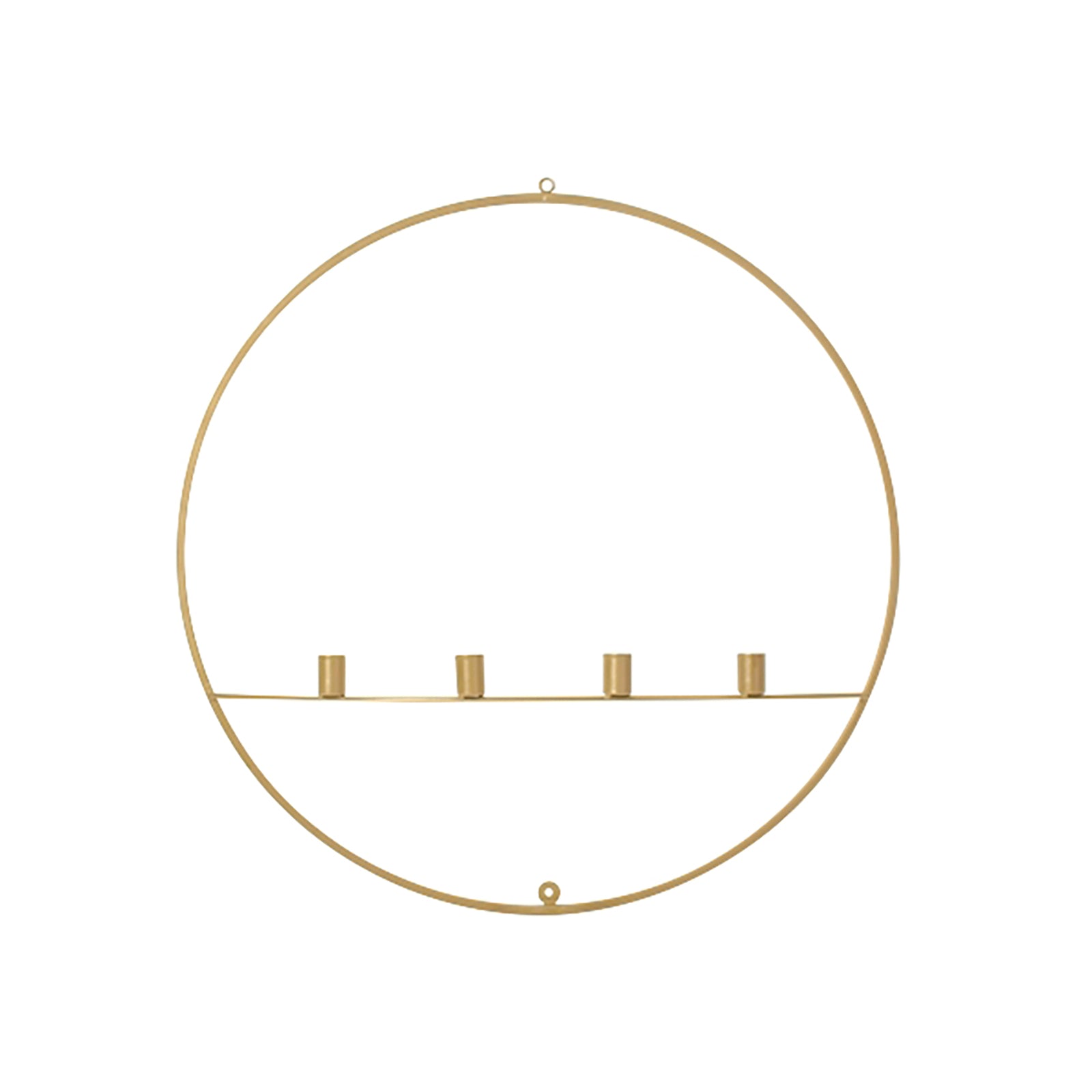Deko-Ring Hoop - Kerzenleuchter Circle, Wandbefestigung, gold, Metall - Durchmesser 60 cm
