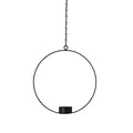 Deko-Ring Hoop m. Teelichteinsatz, schwarz, Metall - Durchmesser 20 cm, Kette 25 cm