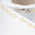 Supersatin, hellgrau, Efeu gold - Breite 100 mm