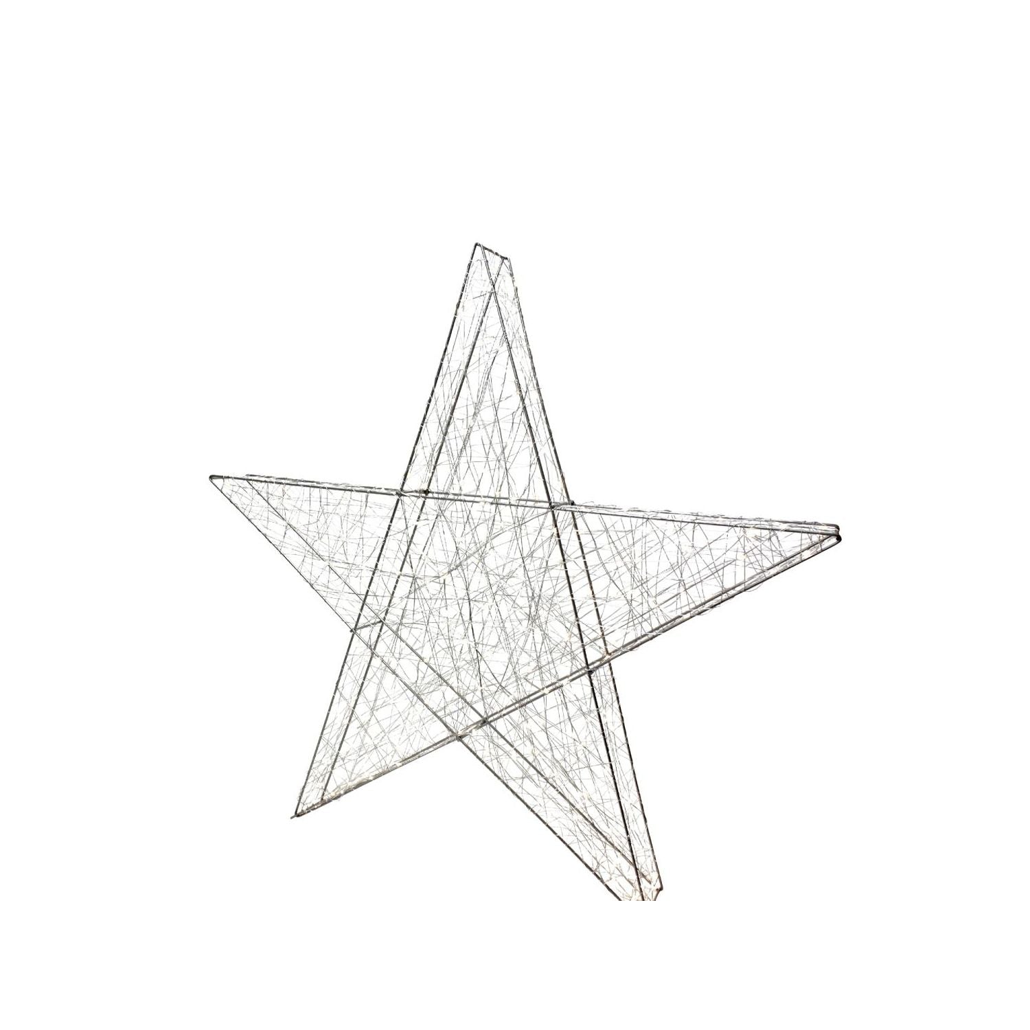 Étoile filaire 3D avec 240 LED - argent - blanc chaud - IP44 - 78 cm