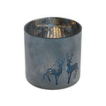 Windlicht mit Hirschmotiv - dunkelblau - Glas - 15x15 cm