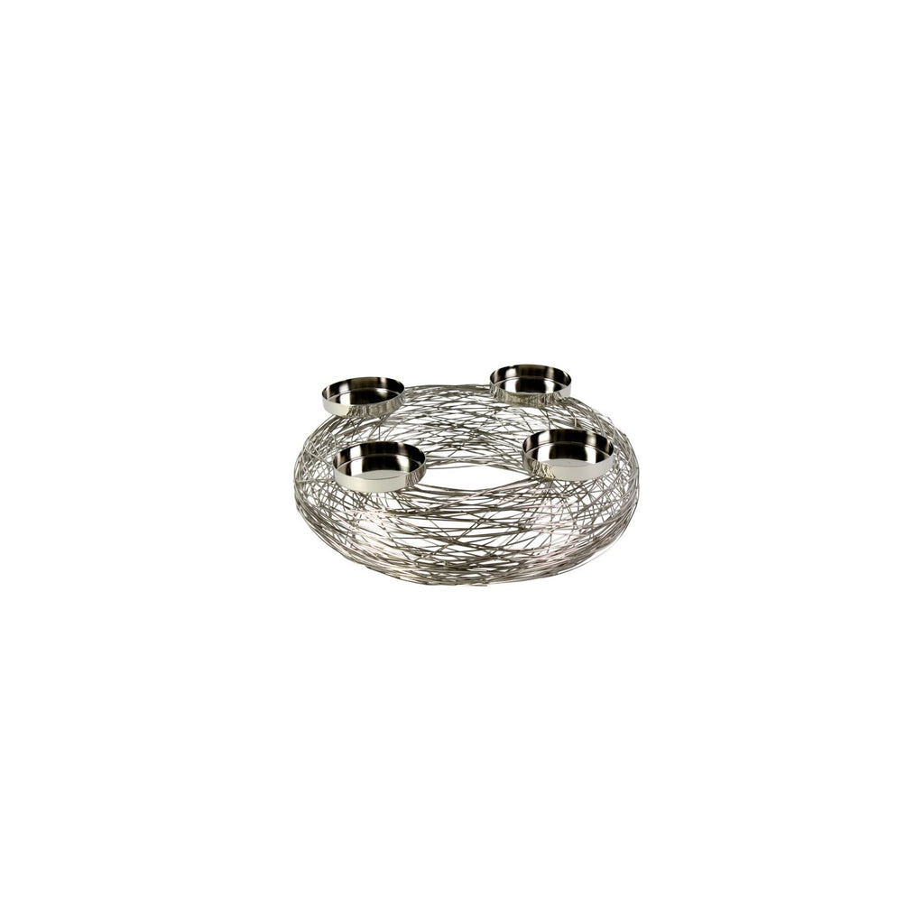 Adventskranz Tangle - silber - Edelstahl - 37x12 cm