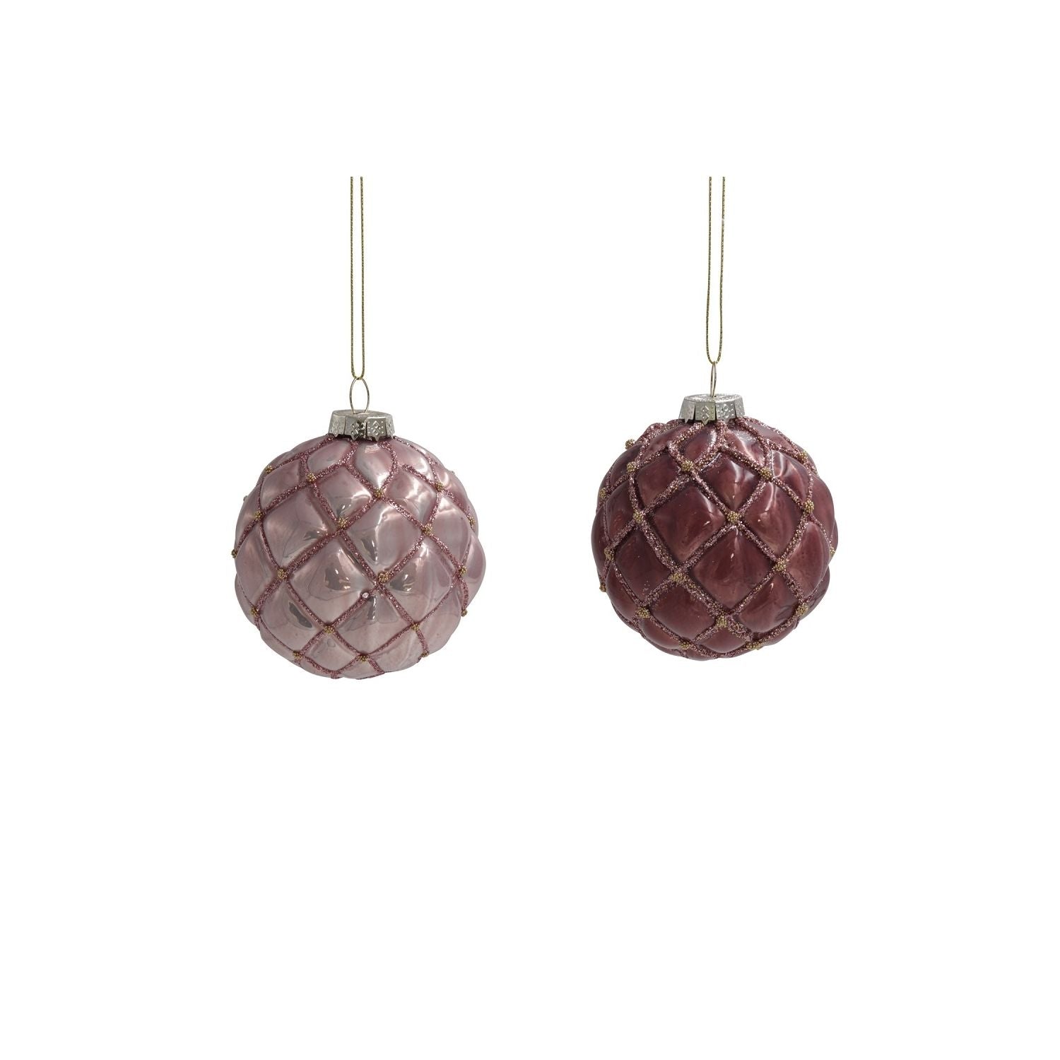 Glaskugel Metallic - 2 sortimente - rosé/lila - 8 cm