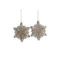 Pendentif flocon de neige en verre - 2 assortiments - argent/or - 10 cm