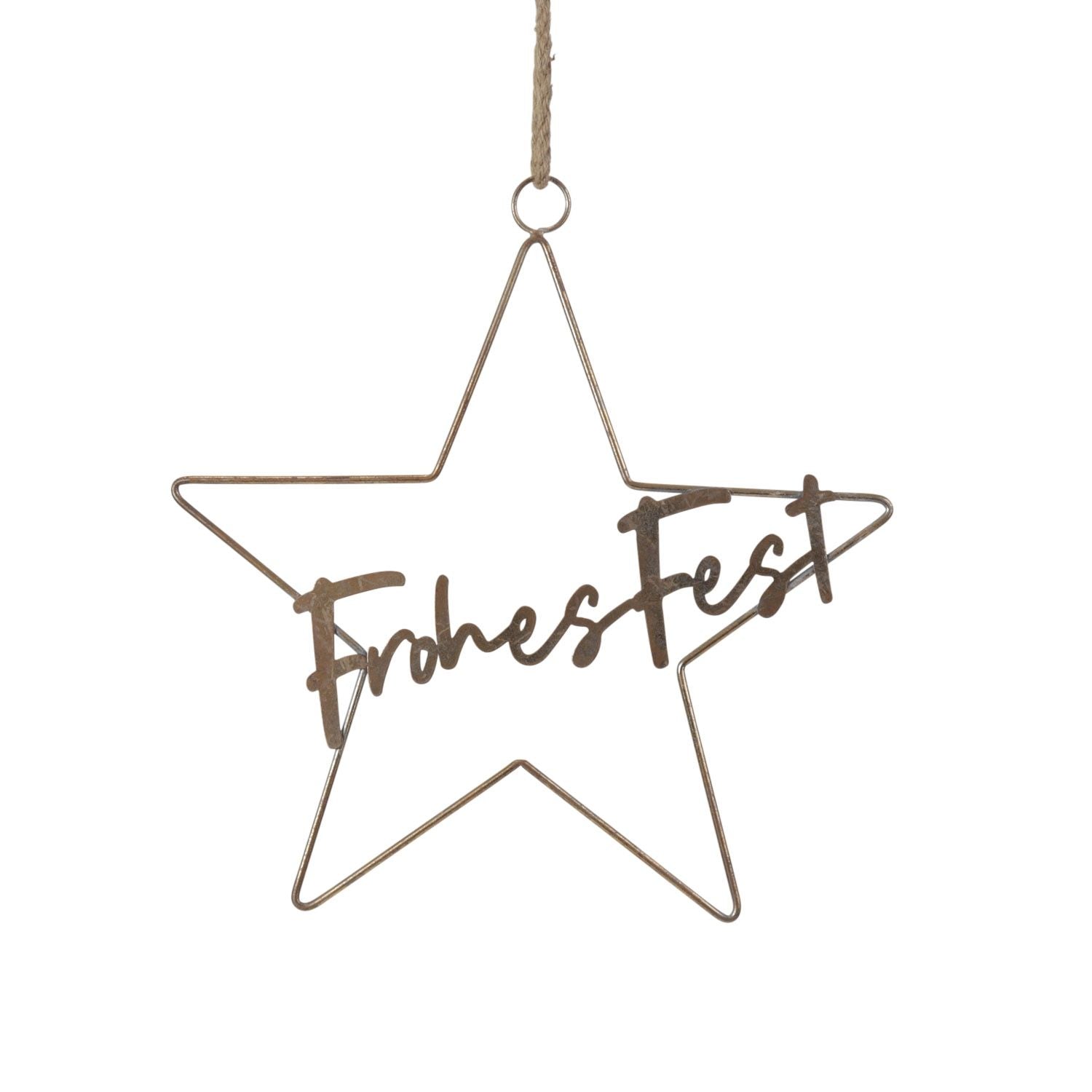 Hänger Stern Frohes Fest - gold - Metall - 40x42 cm