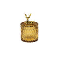 Glass jar with deer figure - ochre - 9x9x13.5 cm