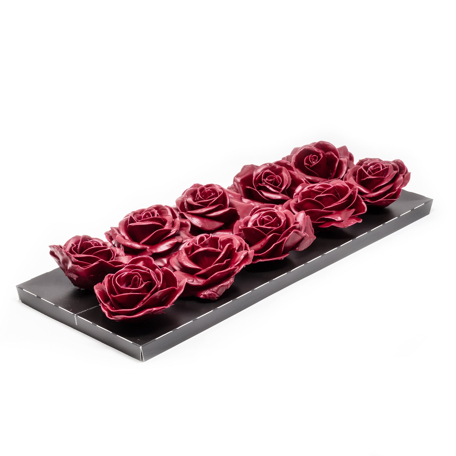 Lot de 10 roses en cire - Bordeaux