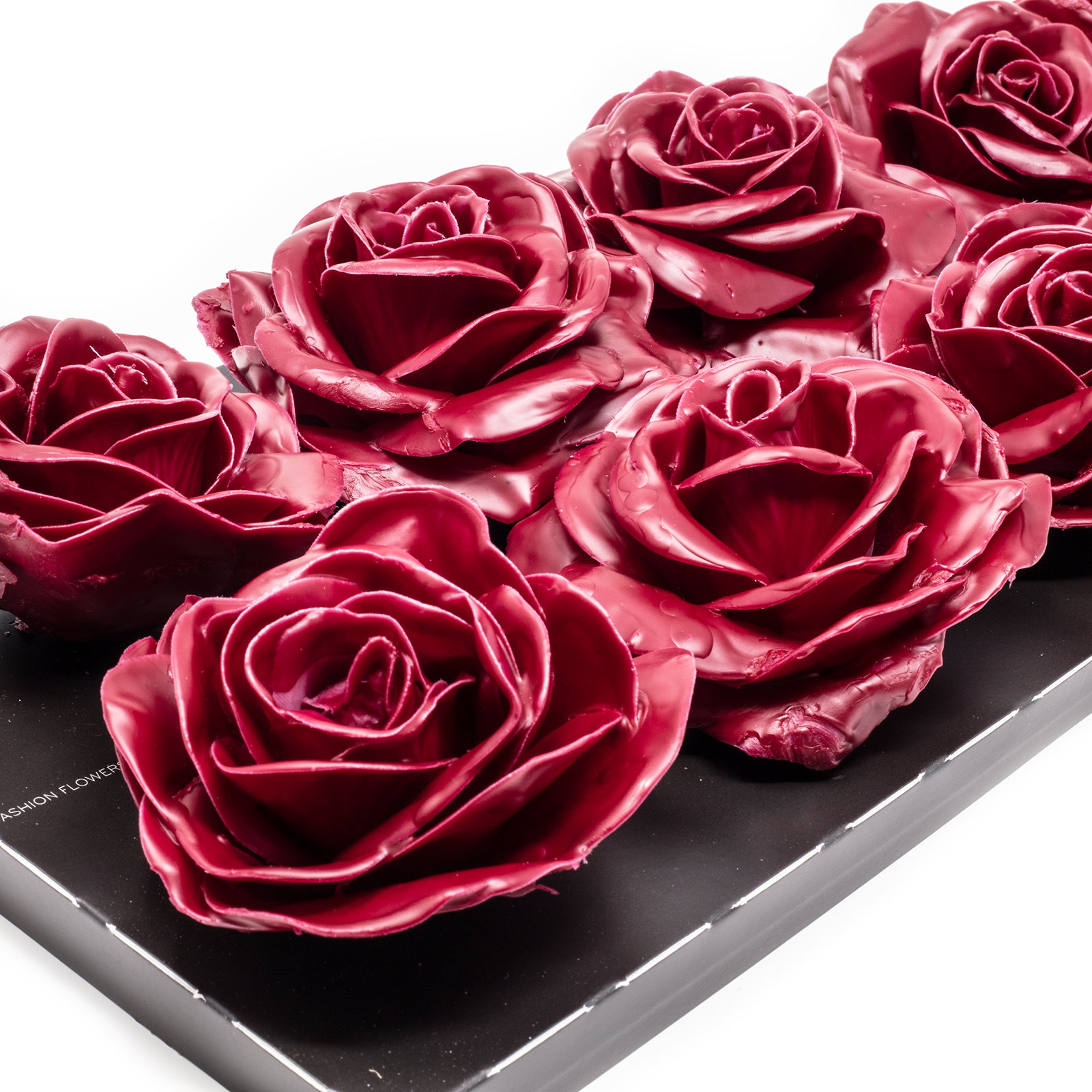 Lot de 10 roses en cire - Bordeaux
