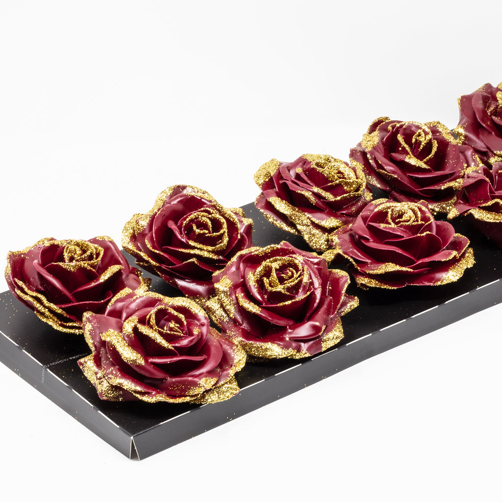 Ensemble de 10 roses en cire - Diamant Or