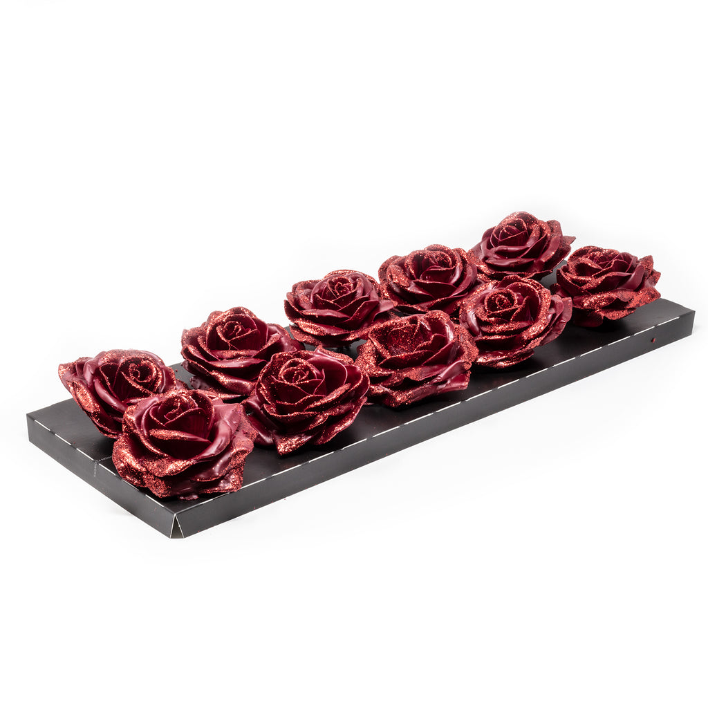 Lot de 10 roses en cire - Bord Diamond Rouge