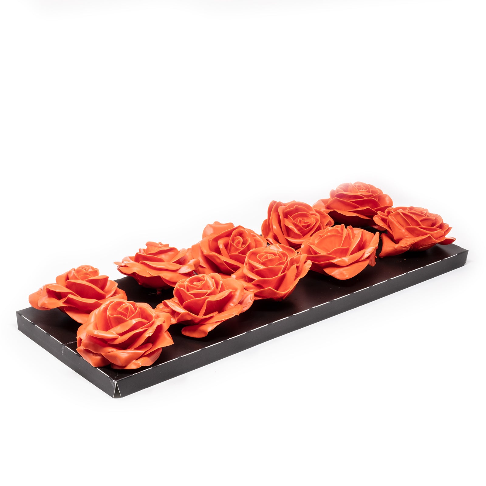 Lot de 10 roses en cire - Orange