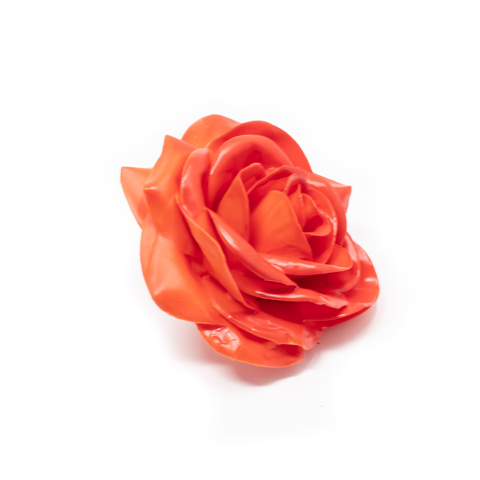 Lot de 10 roses en cire - Rouge orangé