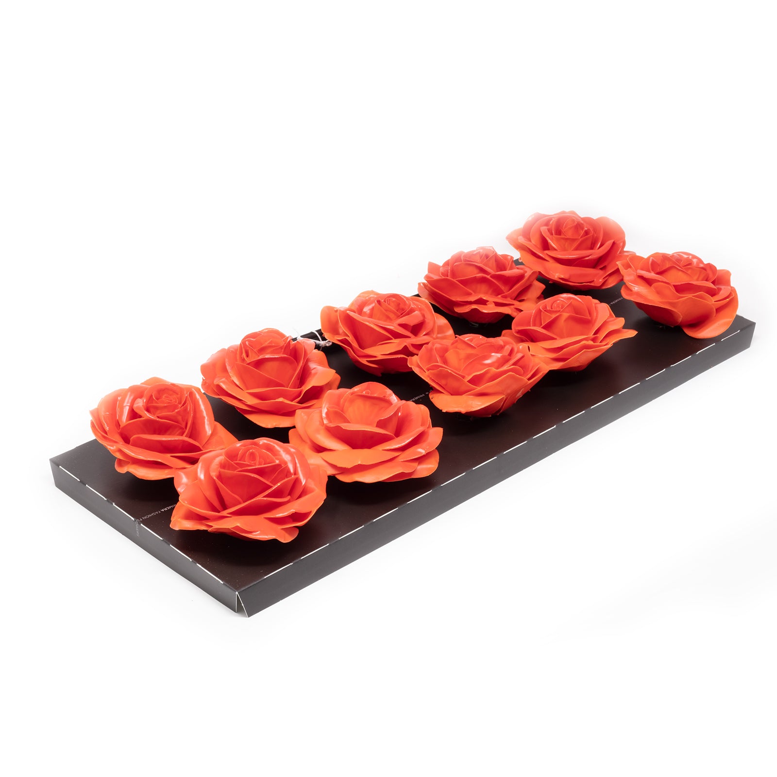 Lot de 10 roses en cire - Rouge orangé