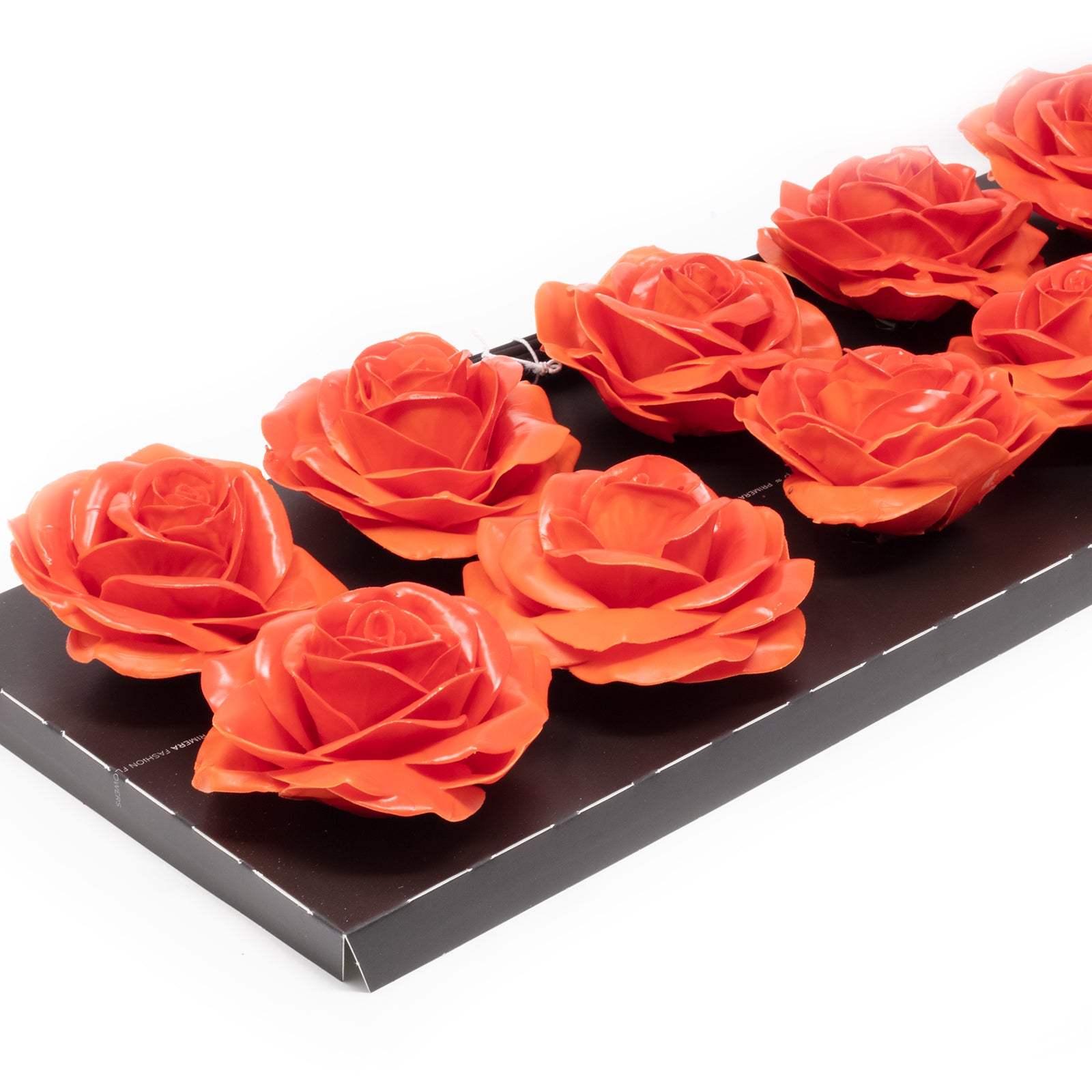 Lot de 10 roses en cire - Rouge orangé