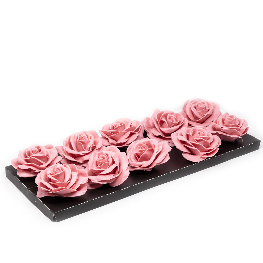 Lot de 10 roses en cire - Rose tendre