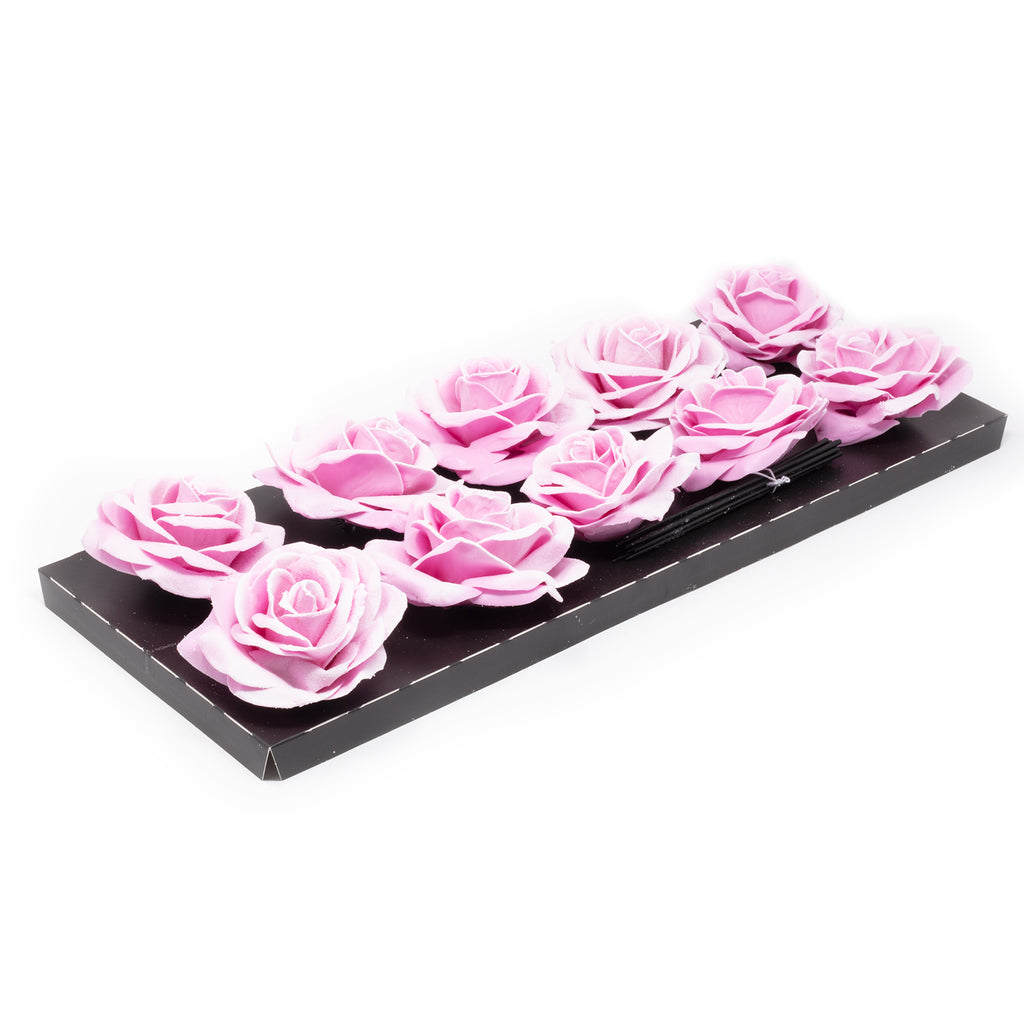Lot de 10 roses en cire - Rose Neige