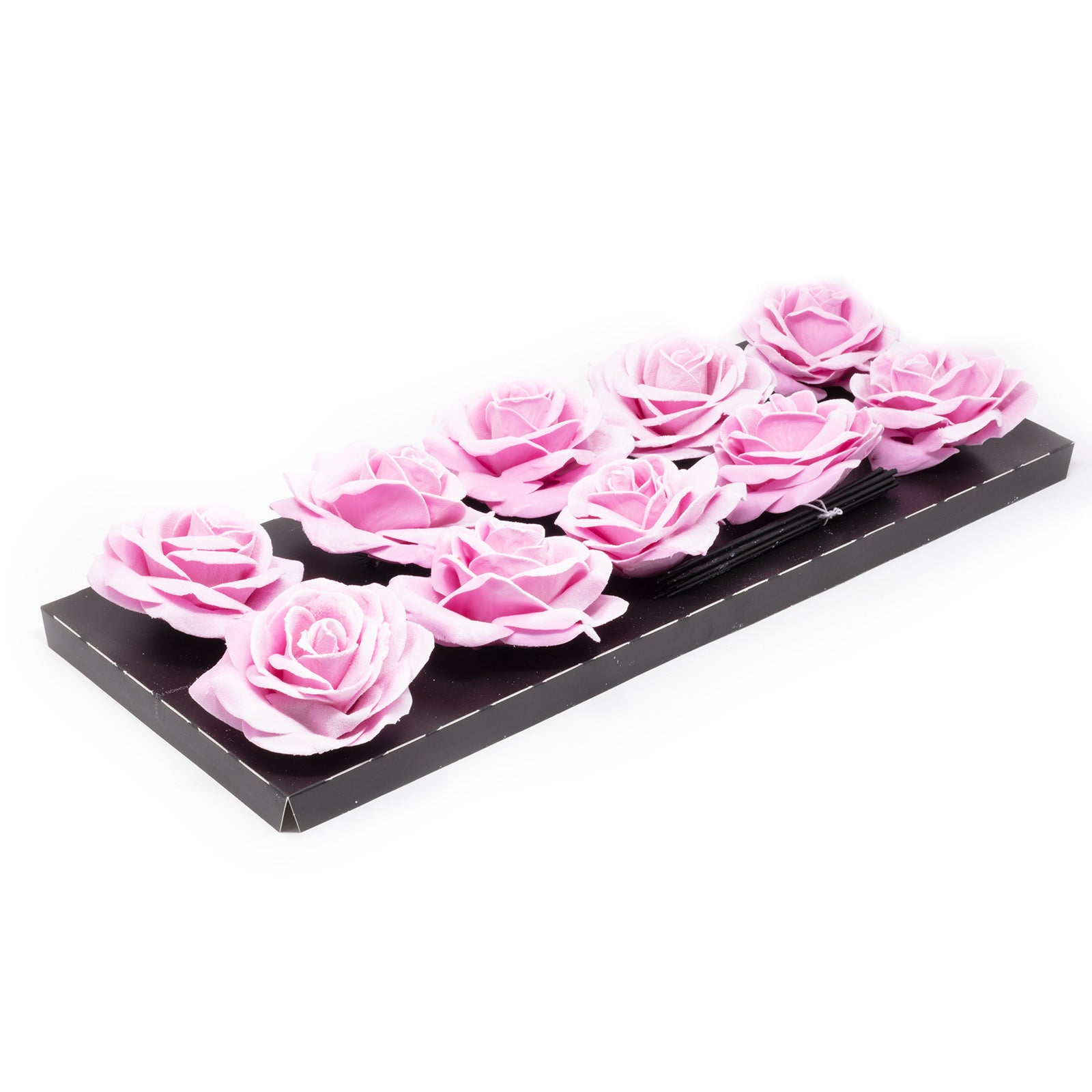 Lot de 10 roses en cire - Rose Neige