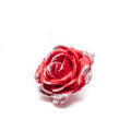 Set of 10 wax roses - Red Diamond Silver
