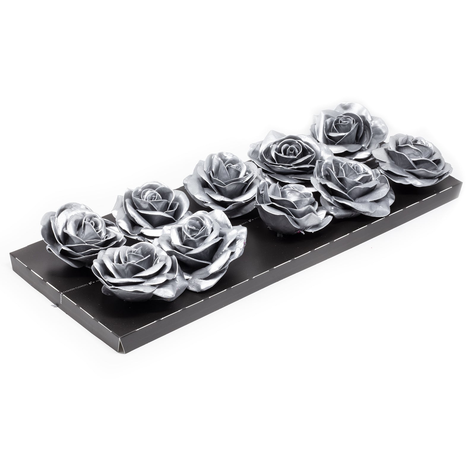 Lot de 10 roses en cire - Argent