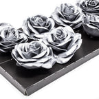 Lot de 10 roses en cire - Argent