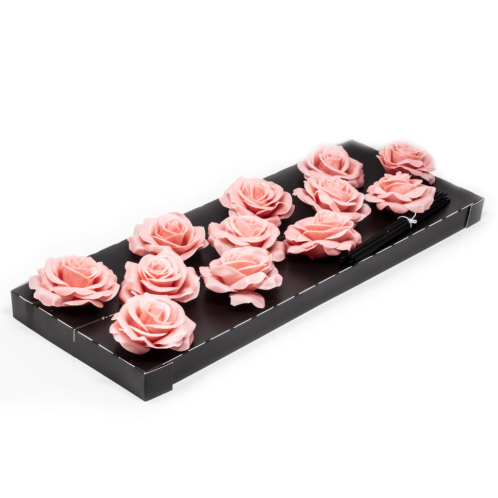 Lot de 12 roses en cire - Abricot (Versilia)