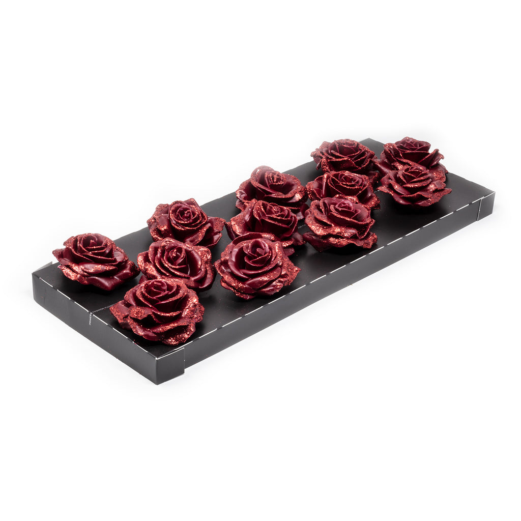 12er Set Wachsrose - Bord Diamond Red