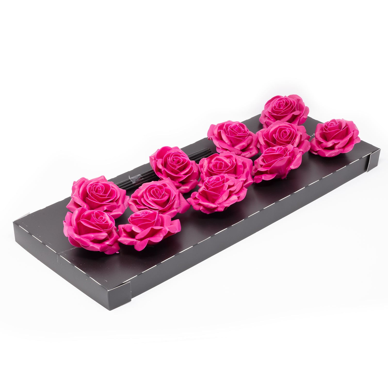 Set of 12 wax roses - Cerise